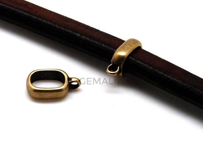 Entrepieza Zamak oval. 5x17mm. Oro viejo. Int.10x7mm