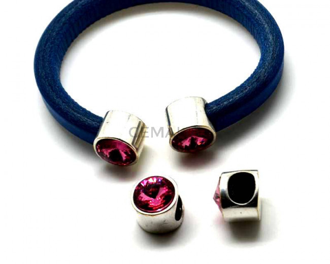 Terminal Zamak/SWAROVSKI regaliz. Moneda. Moneda.Plateado-Rosa.