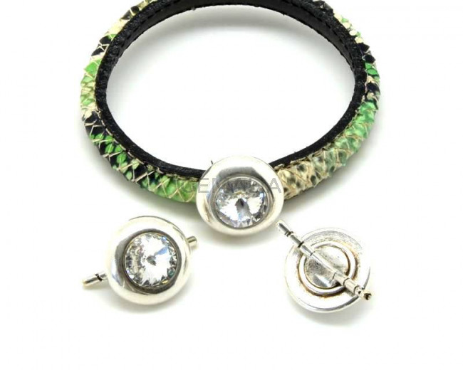 Zamak/SWAROVSKI.Accesorio Pulsera.Moneda.20mm.Cristal.Base 2,2mm