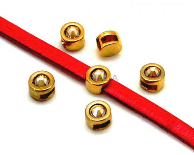 Entrepieza Moneda Zamak/SWAROVSKI. 8mm.Oro-Golden Shadow.Int.5x2mm