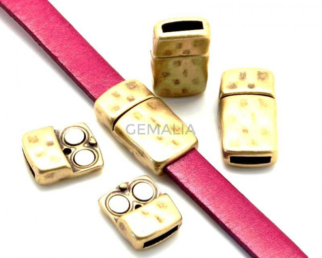 Cierre Zamak Imán plano. 27x15mm. Oro viejo. Int.10x2,5mm