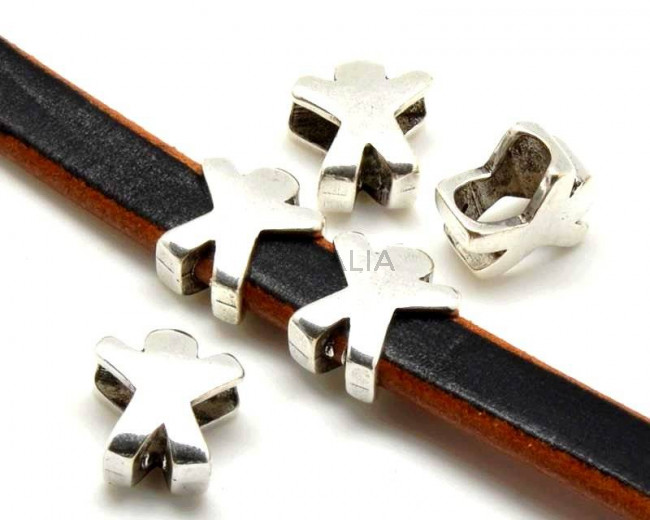 Niño Zamak entrepieza. Media caña. 14,5x13mm. Plateado. Int.10x5mm