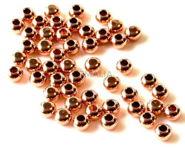 Terminal Bola latón. 5x3,5mm. Oro rosa. Int.2,2mm