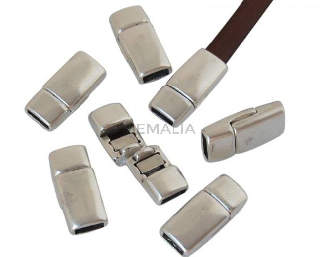 Cierre magnetico de Zamak plano. 16x7,5mm. Plateado. Int.5x2mm. Precio Especial
