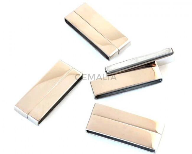 Acero inoxidable 304. Cierre Imán plano. 32x13x5mm.Plateado.Int.30x3mm