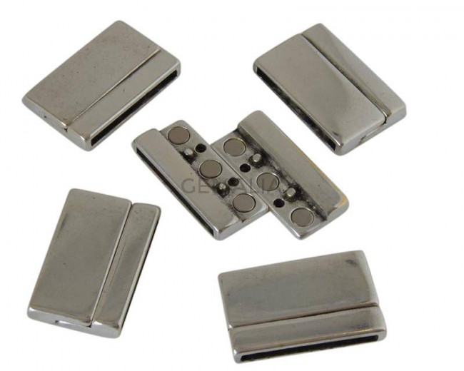 Cierre Zamak Imán plano. 33x21mm. Plateado. Int.29x2,5mm