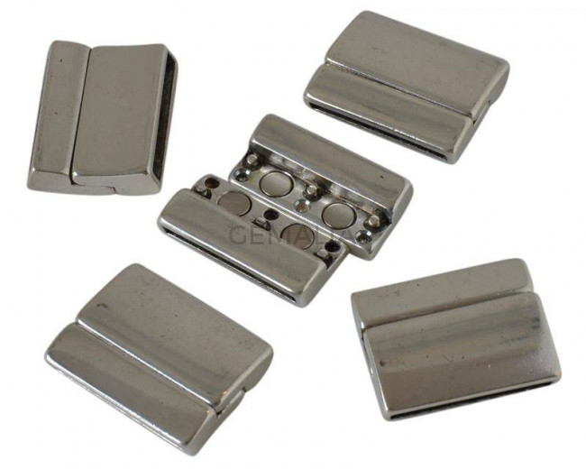 Cierre Zamak Imán curvado. 27x22mm. Plateado. Int.24x2,5mm