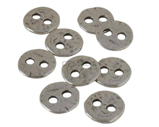 Zamak. botón. 23mm. Plateado. Int.5mm