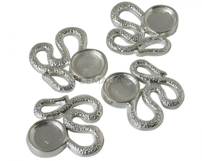 Zamak. Colgante. Serpiente. 34x33mm. Plateado. Int.piedra 12mm