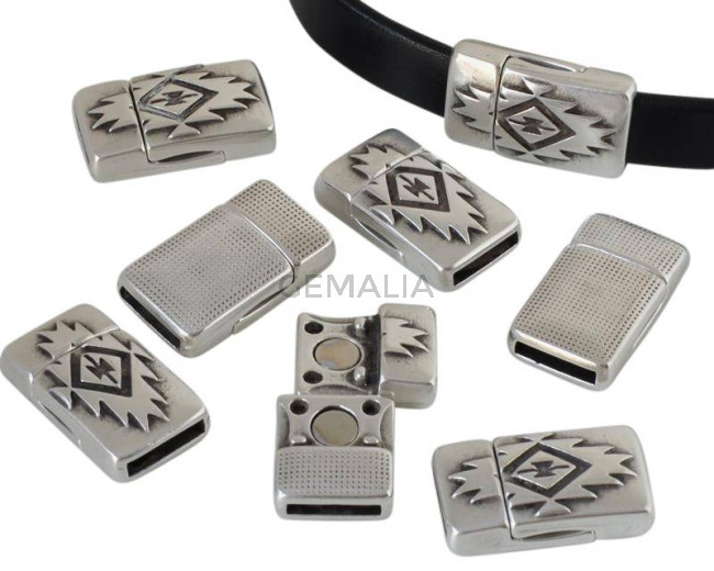 Cierre magnetico de Zamak plano. 23x13mm. Plateado. Int.10x2mm. Precio Especial