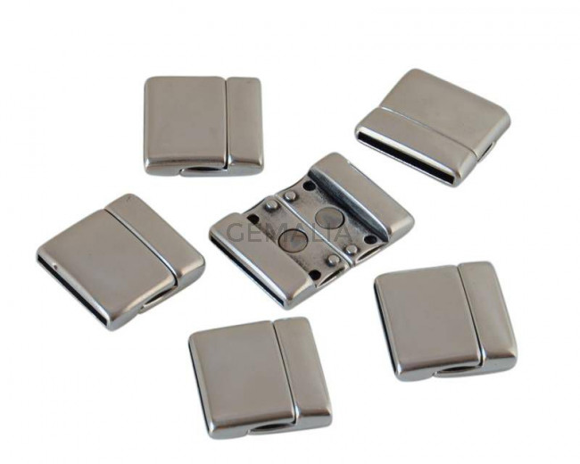 Cierre Zamak Imán plano. 22x23mm. Plateado. Int.20x2mm