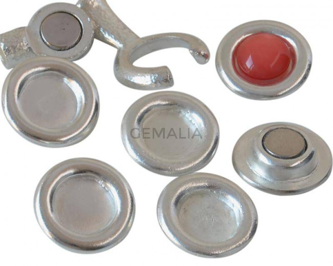 Zamak. Recambio. Moneda. 21mm. Sin piedra. Int. Piedra 12mm. Plateado.