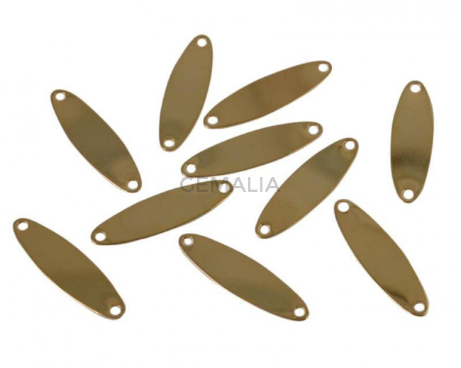 Conector oval latón. 16x6,5mm. Dorado. Int.1,5mm.