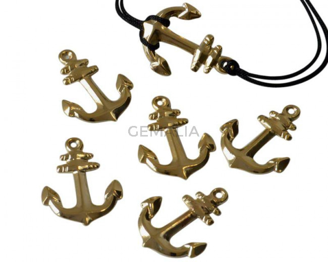 Colgante Ancla latón. 22x17mm. Dorado. Int.1mm
