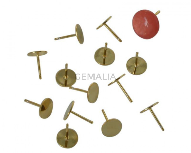 Accesorio pendiente latón. Sin piedra. Base. 8mm. Dorado.