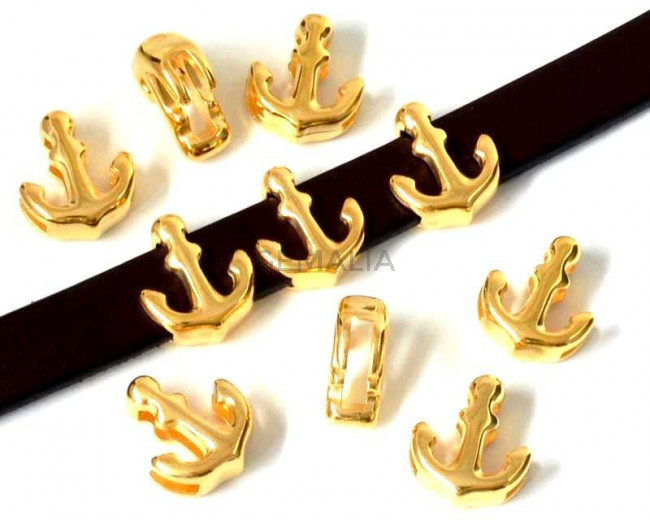 Ancla Zamak. Entrepieza. 13x15mm. Dorado. Int.10x2,5mm.