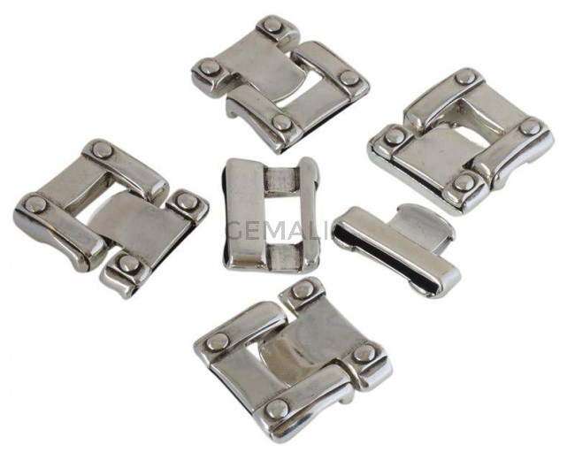 Cierre Zamak. 38x34mm. Plateado. Int.29x2,5mm.