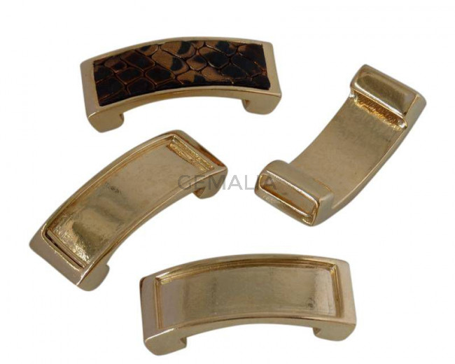 Entrepieza Bronce. 35,5x13mm. Sin piedra. Int.piedra 10x31mm. Dorado. Int.10x1,5mm