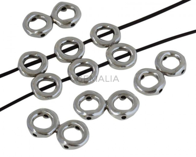 Zamak. Doble arandela. 37x17mm. Plateado. Int.2mm/8,5mm