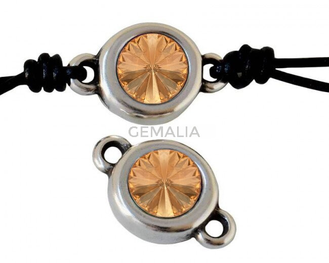Conector Zamak/SWAROVSKI. 20x12mm. Plateado. Golden Shadow