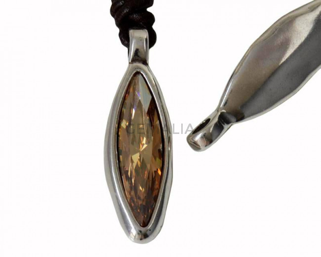 Colgante Zamak/SWAROVSKI. 50x15mm. Plateado-Golden Shadow. Int.5mm