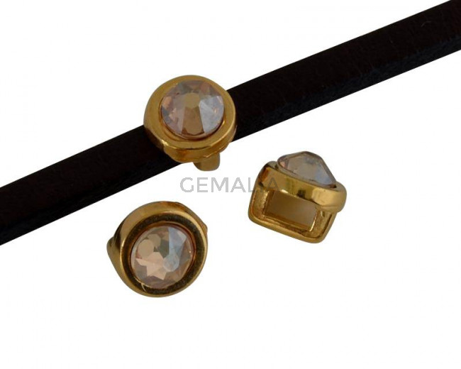 Entrepieza de SWAROVSKI y Zamak. Moneda 6x4mm. Dorado-Golden Shadow. Int.3x2mm