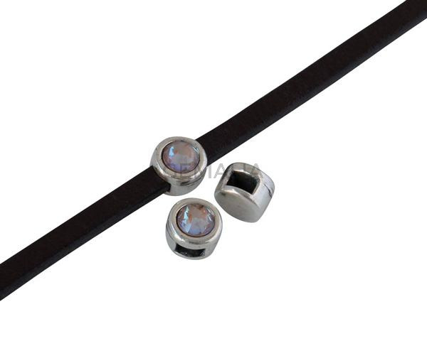 Entrepieza de SWAROVSKI y Zamak 6x4mm. Plateado-Cappuccino Delite. Int.3x2mm