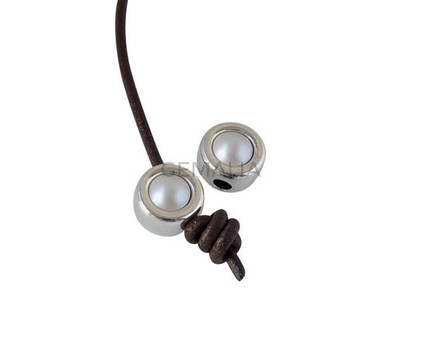 Entrepieza de SWAROVSKI y Zamak. Moneda 12mm. Plateado-Crystal Iris Grey. Int.3mm