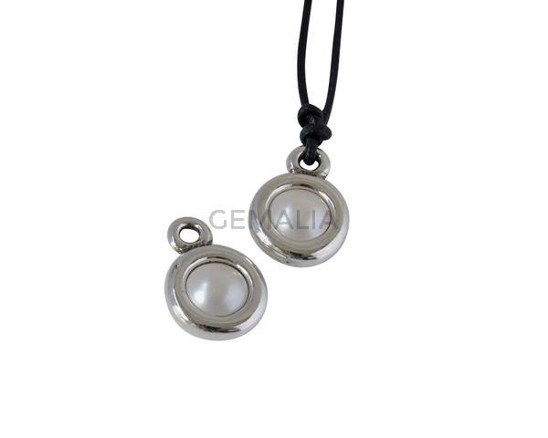 Colgante de SWAROVSKI y Zamak. Moneda 17x11mm. Plateado-Crystal CR. Int.2mm