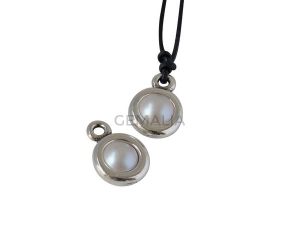 Colgante de SWAROVSKI y Zamak. Moneda 17x11mm. Plateado-Crystal Iris Grey. Int.2mm