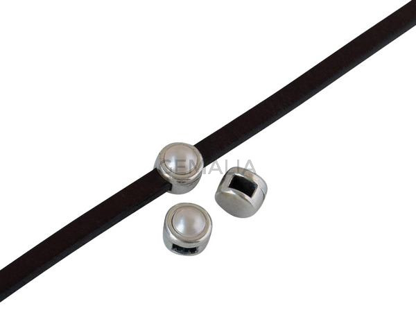 Entrepieza de SWAROVSKI y Zamak 6x4mm. Plateado-Crystal CR. Int.3x2mm