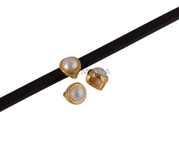 Entrepieza de SWAROVSKI y Zamak 6x4mm. Dorado-Crystal CR. Int.3x2mm