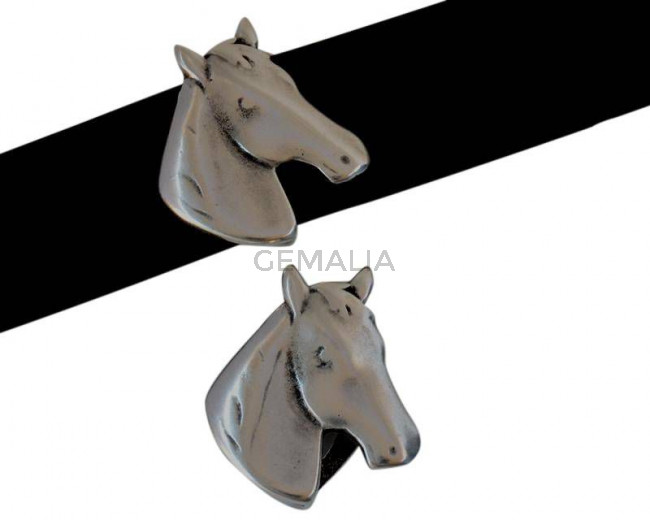 Caballo Zamak entrepieza. 26x27mm. Plateado. Int.20x2,5mm