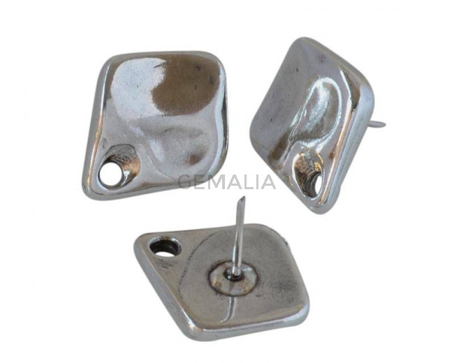 Pendiente de Zamak. 17,5x15mm. Plateado. Int.2mm