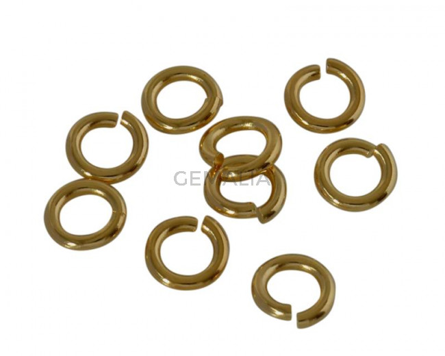 Arandela de laton redonda abierta. 6x6x1,2mm. Dorado. Int.3,6mm
