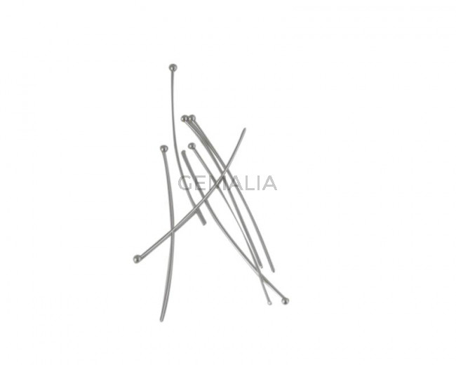 Alfiler de Laton bola 50x0,7mm. Plateado.