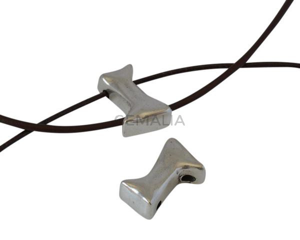 Separador dos agujeros de Zamak 24x13mm. Plateado. Int.3mm