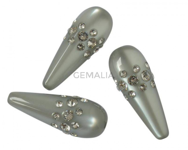 Resina/SWAROVSKI. Gota. 12x30mm. Gris. Int.2mm. Calidad superior