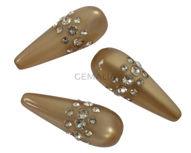 Resina/SWAROVSKI. Gota. 12x30mm. Marron. Int.2mm. Calidad superior