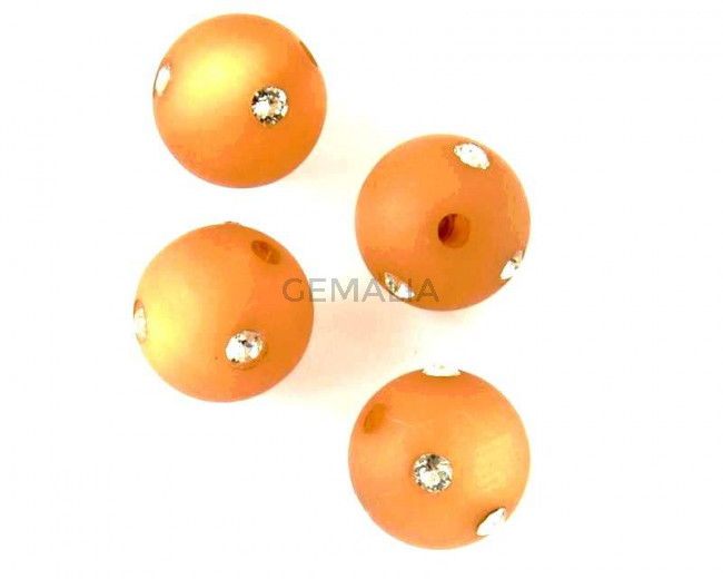 Resina/SWAROVSKI. Bola. 10mm. Marron opaco-cristal.Int.1,8mm. Calidad Superior