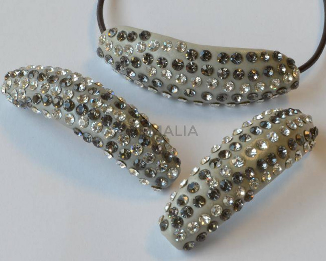 Resina/Metal/Rhinestone. Tubo. 58x15mm. Gris-Cristal. Int.2,5mm