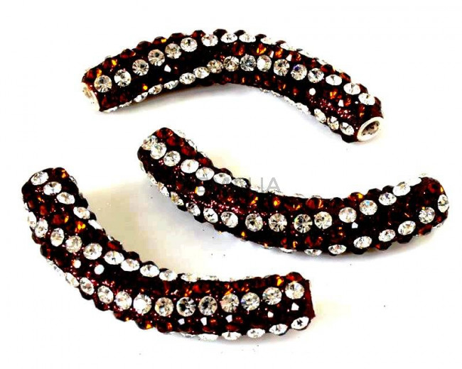 Resina/Metal/Rhinestone. Tubo. 56X11mm. Marron-Cristal. Int.2,2mm
