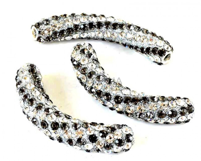 Resina/Metal/Rhinestone. Tubo. 56X11mm. Gris-Cristal. Int.2,2mm