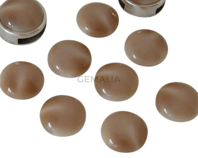 Resina POLARIS. Cabujon. 12mm. Marron claro nacarado. Calidad superior