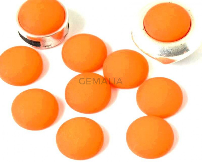 Resina POLARIS. Cabujon. 12mm. Naranja mate. Calidad Superior