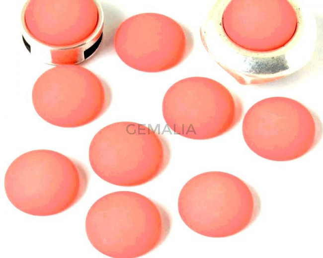 Resina POLARIS. Cabujon. 12mm. Coral mate. Calidad Superior