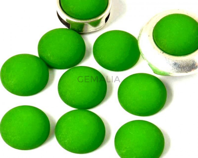 Resina POLARIS. Cabujon. 12mm. Verde mate. Calidad Superior