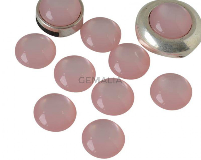 Resina POLARIS. Cabujon. 12mm. Rosa claro brillo. Calidad Superior