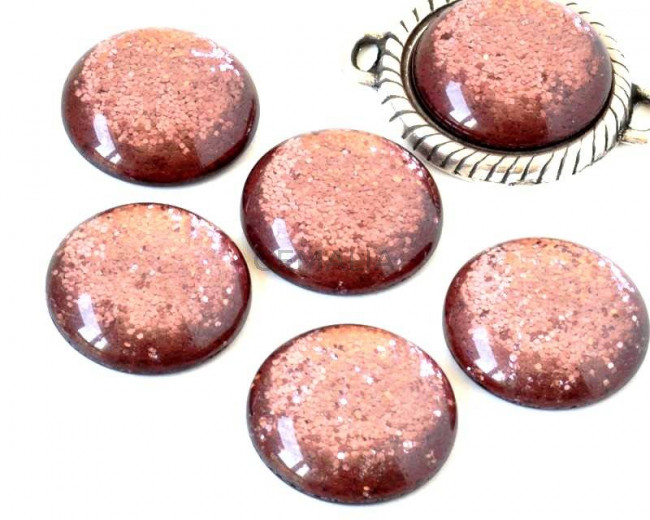 Resina POLARIS. Cabujon. 20mm. Granate brillantina. Calidad Superior