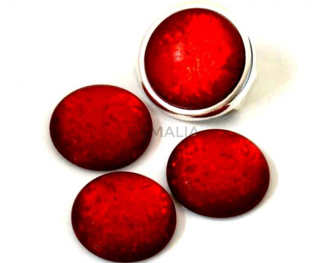 Resina POLARIS. Cabujon. 20mm.  Rojo mate brillantina. Calidad superior